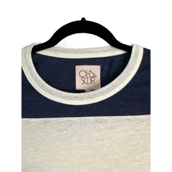 Chaser Women's Short Sleeve Color Blocked Jersey T-Shirt Size M Cream Blue NWOT - Picture 6 of 7